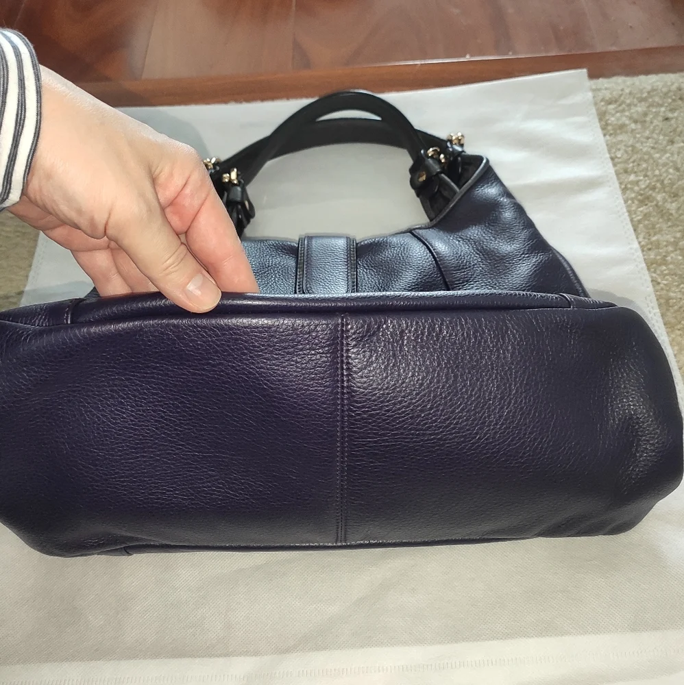 LOEWE Calle Purple Gray Trim Leather Hobo Bag - Picture 9 of 13